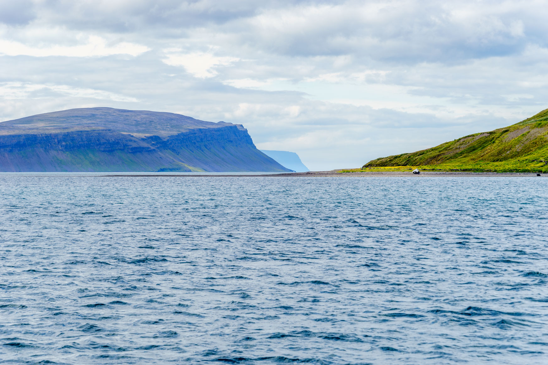 Sandbank am Ende des Fjordes